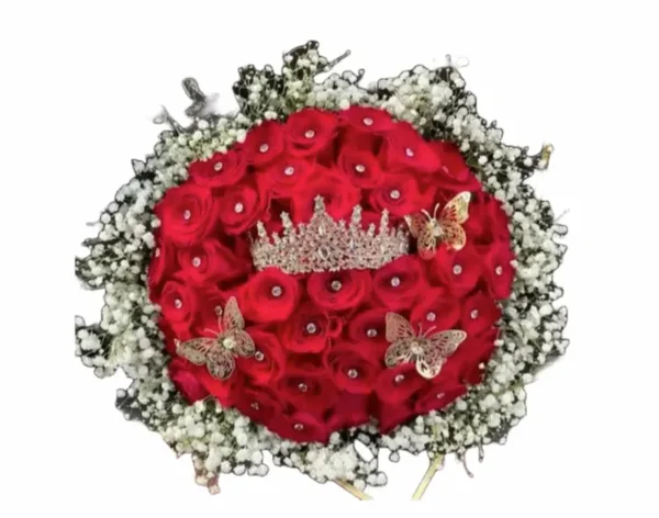 Ramo de 36 rosas rojas con corona